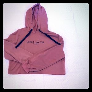 cropped pink hoodie